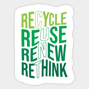 Recycle Reuse Renew Rethink Crisis Environmental Activism Sticker